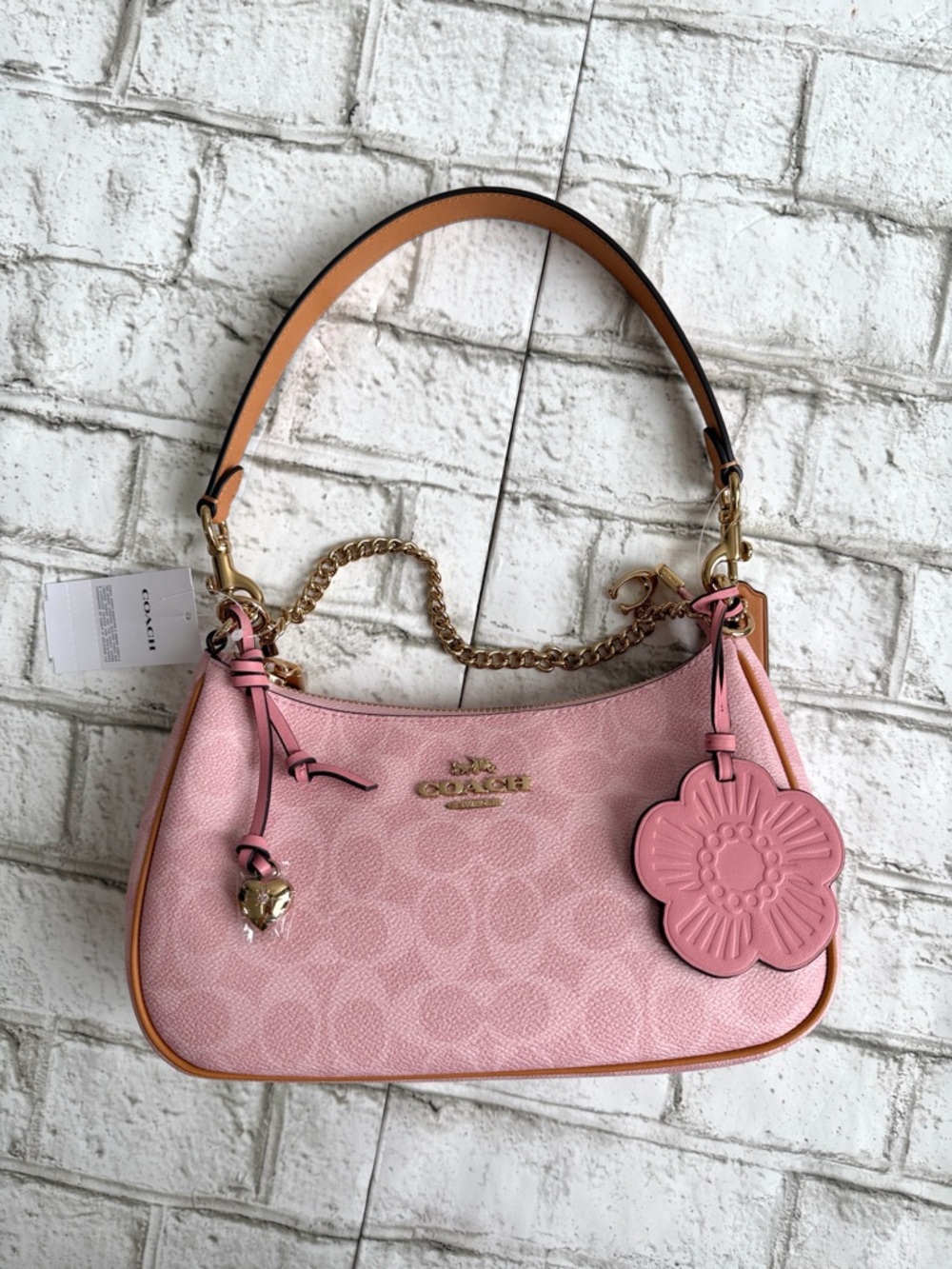 Coach Powder Pink Teri Shoulder Bag With Charms - Picture 5 of 17